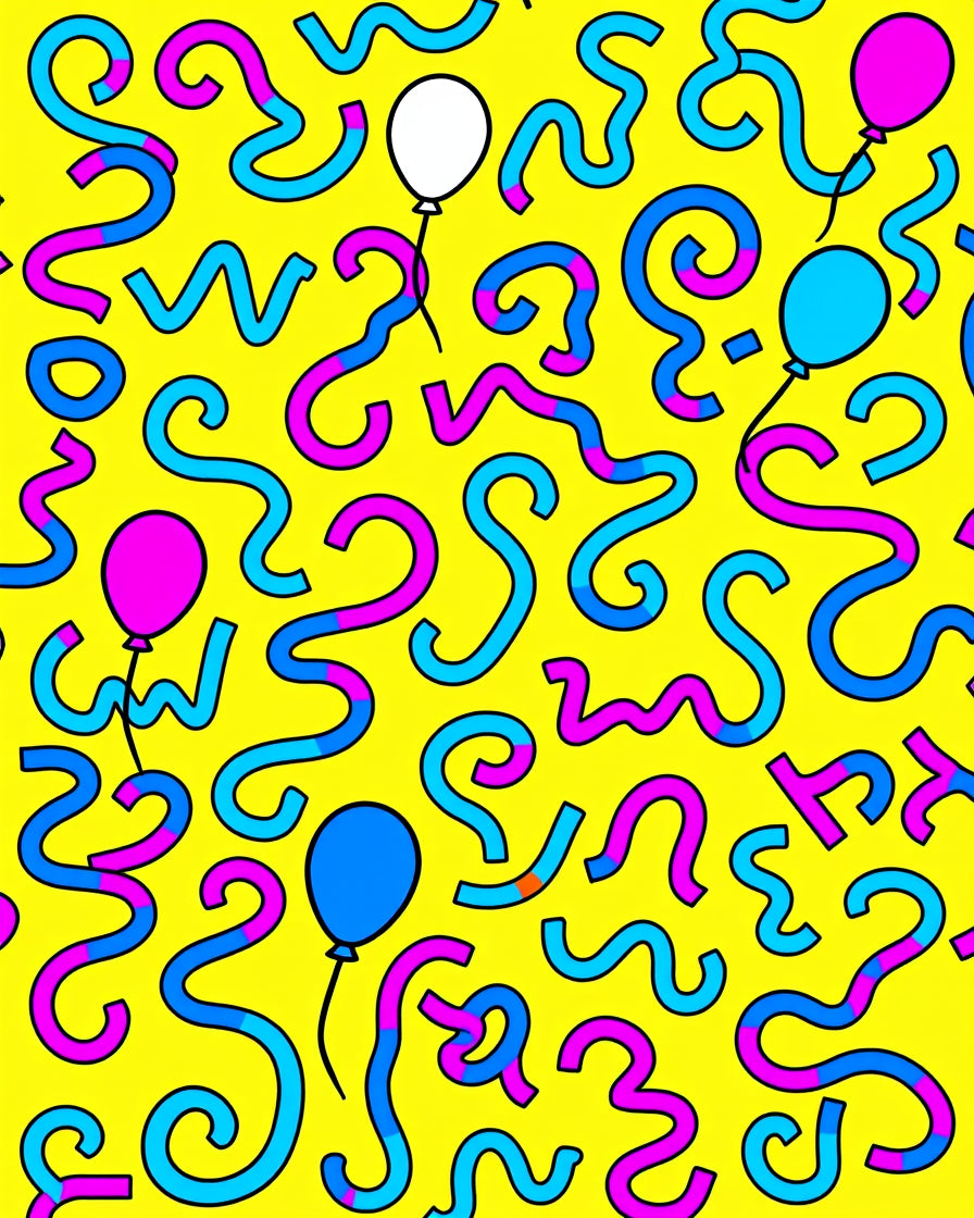Bright Yellow Party Streamer Balloon Rug