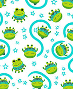 Charming Green Frog Star Medley Rug