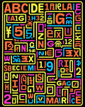 Vibrant Alphabetical Neon Collage Rug
