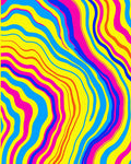 Vibrant Yellow Blue Pink Swirled Lines Rug