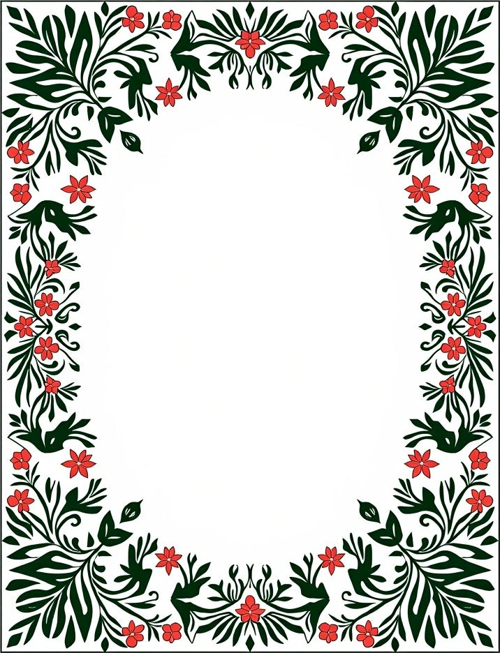 Emerald Green Floral Border Rug