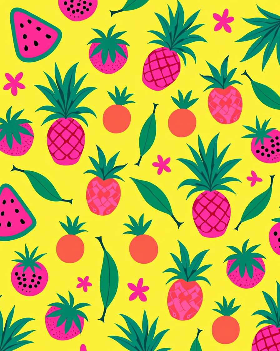 Tropical Pink Pineapple Watermelon Summer Rug