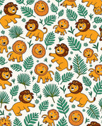 Playful Lion Jungle Leafy Creatures Rug