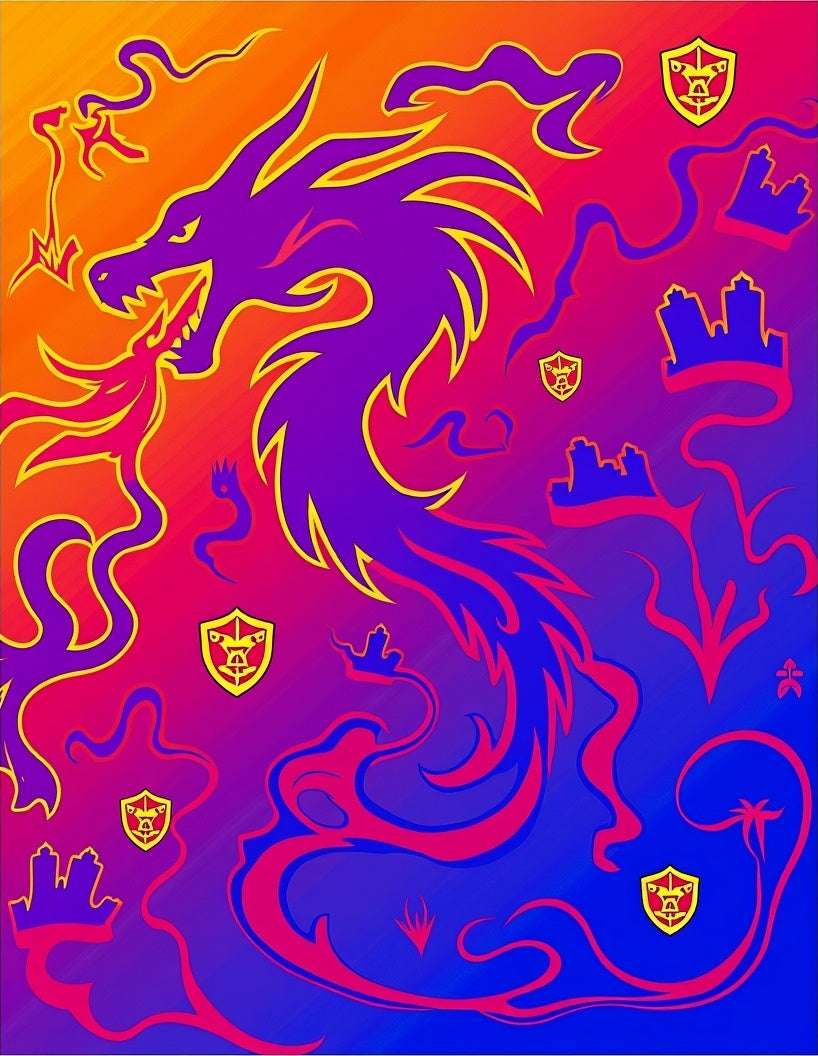 Fiery Purple Dragon Gradient Rug