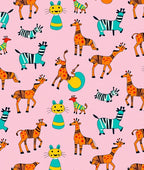 Whimsical Safari Animals Orange Giraffe Teal Zebra Rug