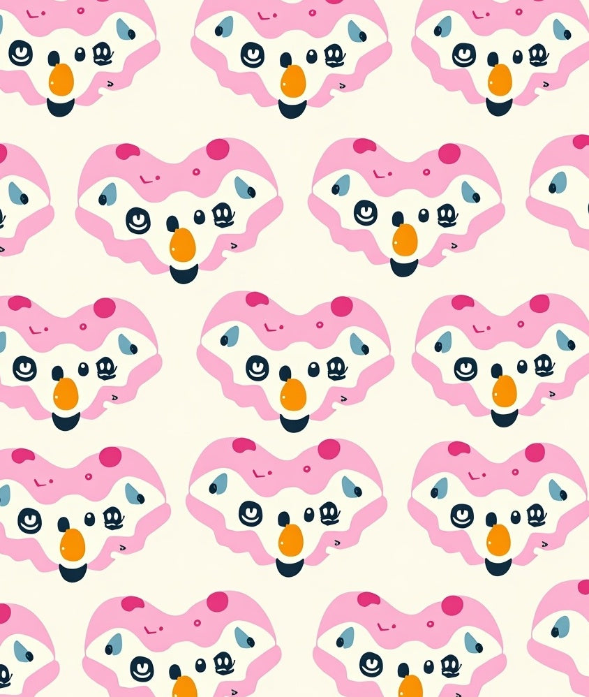 Whimsical Pink Heart Creature All Over Rug