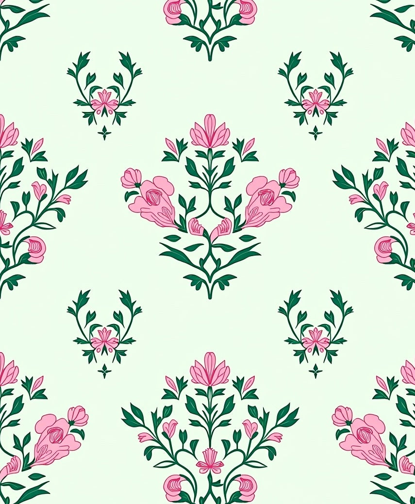 Pink Floral Spray Garden Rug