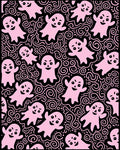 Pink Happy Ghost Swirl Halloween Rug