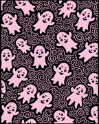 Pink Happy Ghost Swirl Halloween Rug