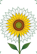 Golden Yellow White Layered Sunflower Bloom Rug