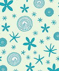 Teal Starfish and Shells Field Rug