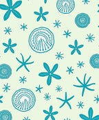 Teal Starfish and Shells Field Rug