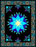 Vibrant Blue Neon Floral Medallion Rug