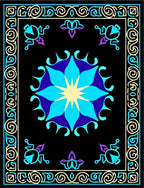 Vibrant Blue Neon Floral Medallion Rug