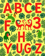 Bold Red Alphabet Jungle Animals Rug