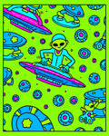 Alien Groovy Spacecraft Neon Explosion Rug