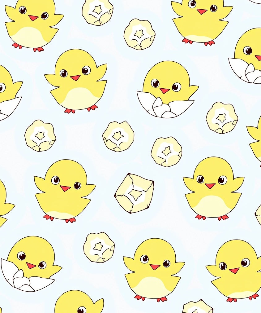 Cute Yellow Chicks Hatching Eggshells Rug