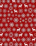 Red White Reindeer Snowflake Repeat Rug