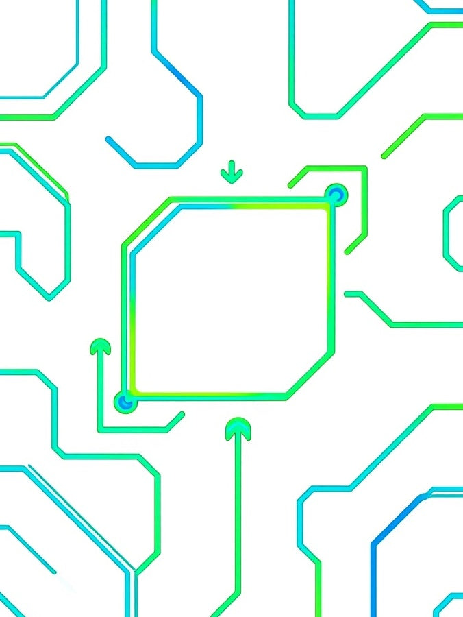 Modern Circuit Board Teal Green Rug