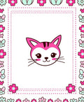 Cute Pink Kitty Flower Border Rug