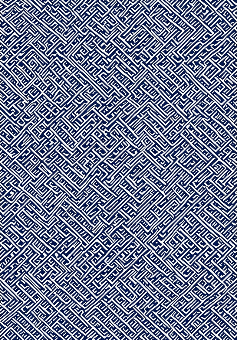 Deep Blue White Interlocking Line Rug