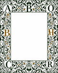 Ornate Green Gold Leaf Border Rug