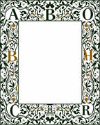 Ornate Green Gold Leaf Border Rug