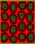 Red Abstract Organic Multi-Ring Rug