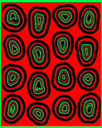 Red Abstract Organic Multi-Ring Rug