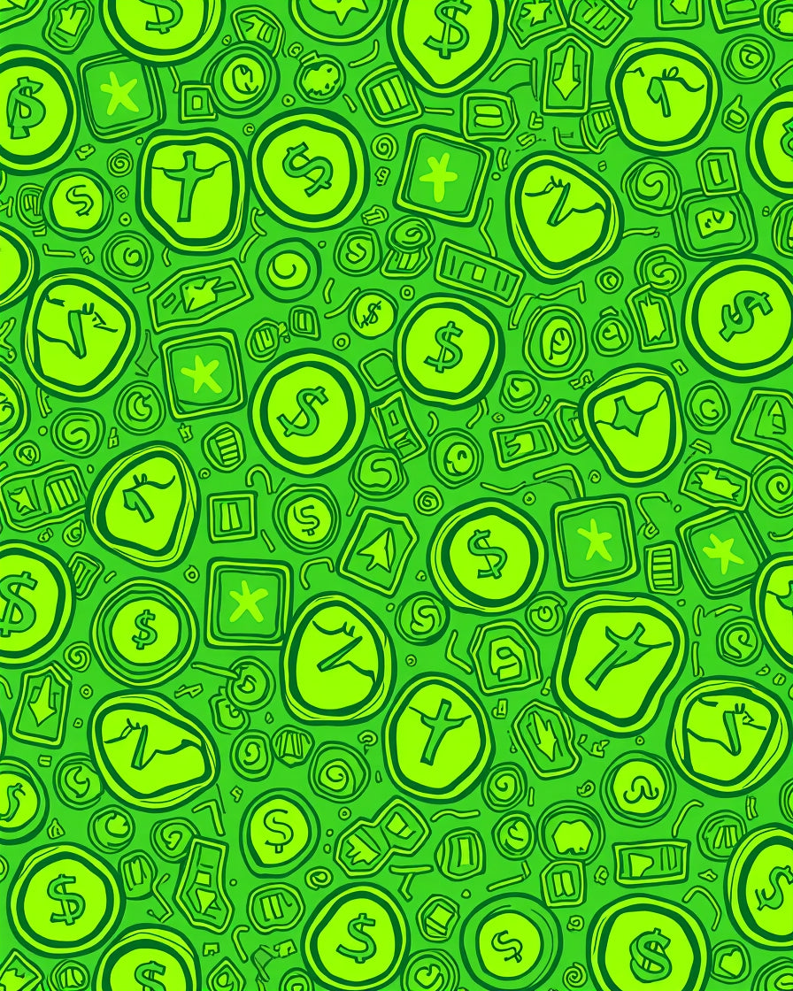 Bright Green Dollar Coin Collage Rug