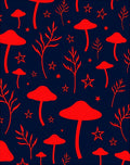Crimson Mushroom And Star Garden Rug