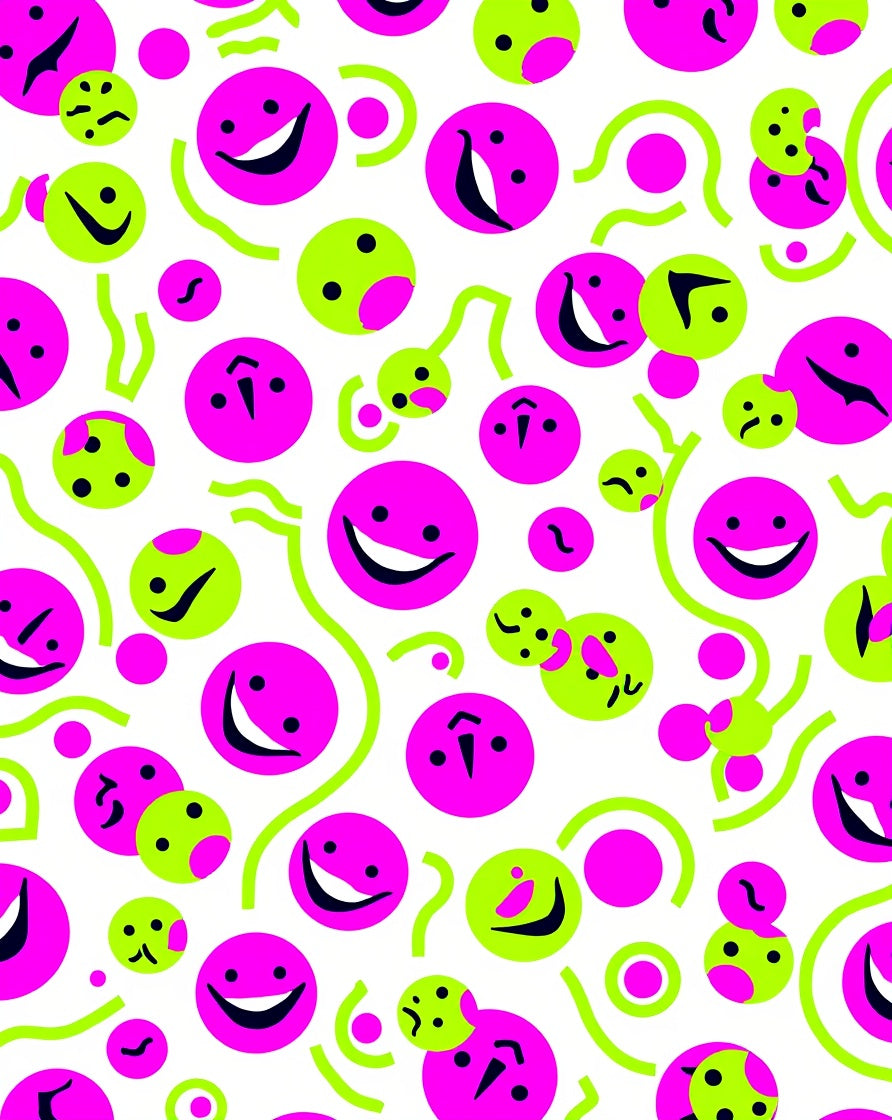 Retro Pink Lime Smiley Faces Rug