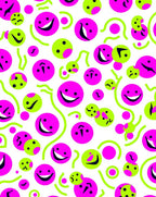 Retro Pink Lime Smiley Faces Rug