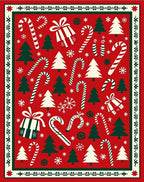 Red Green Christmas Trees Candy Canes Gifts Rug