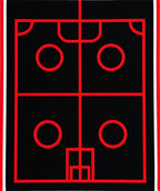 Bold Black Red Geometric Abstraction Rug