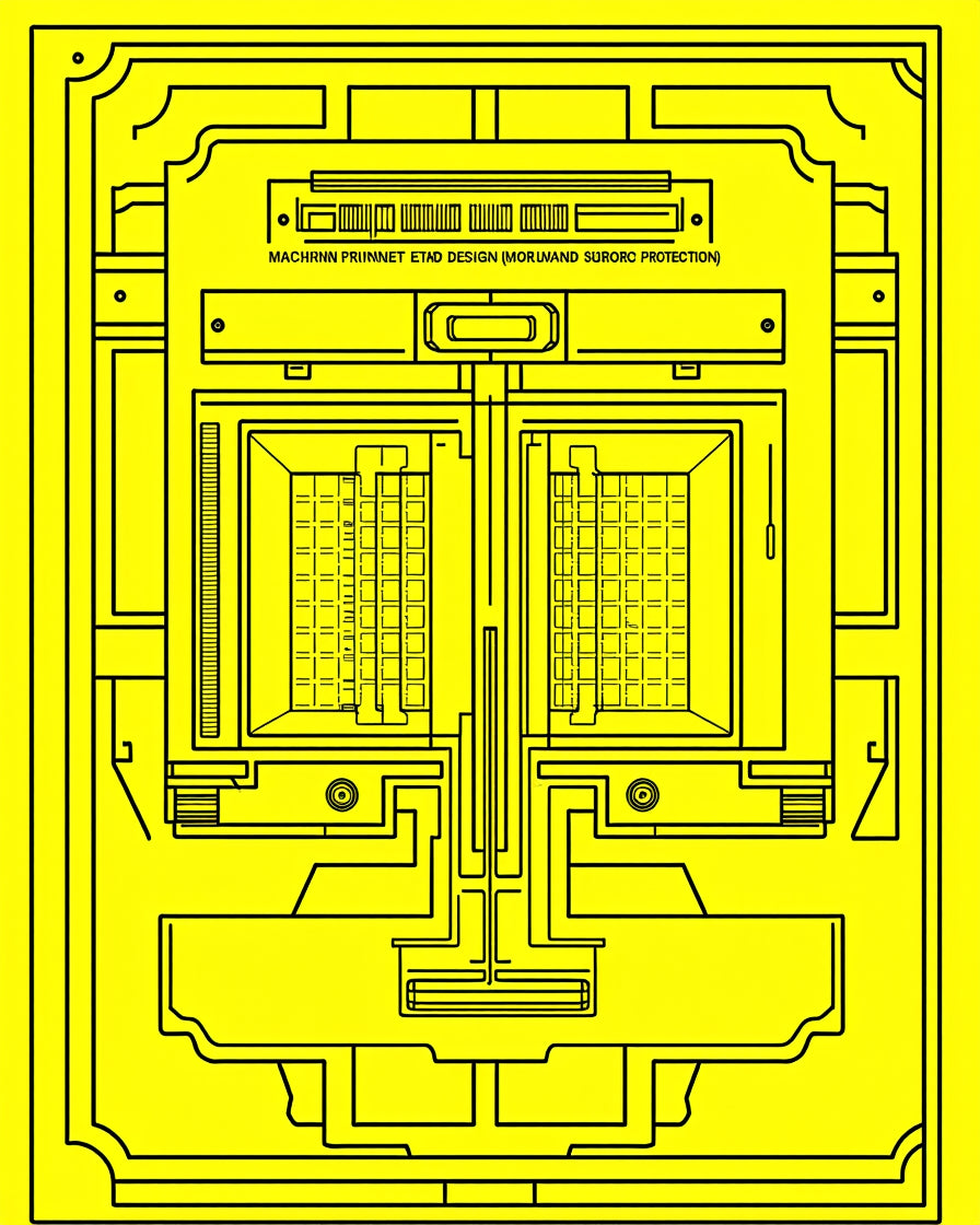 Retro Futuristic Yellow Geometric Architecture Rug