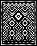 Bold Black Geometric Diamond Tribal Rug