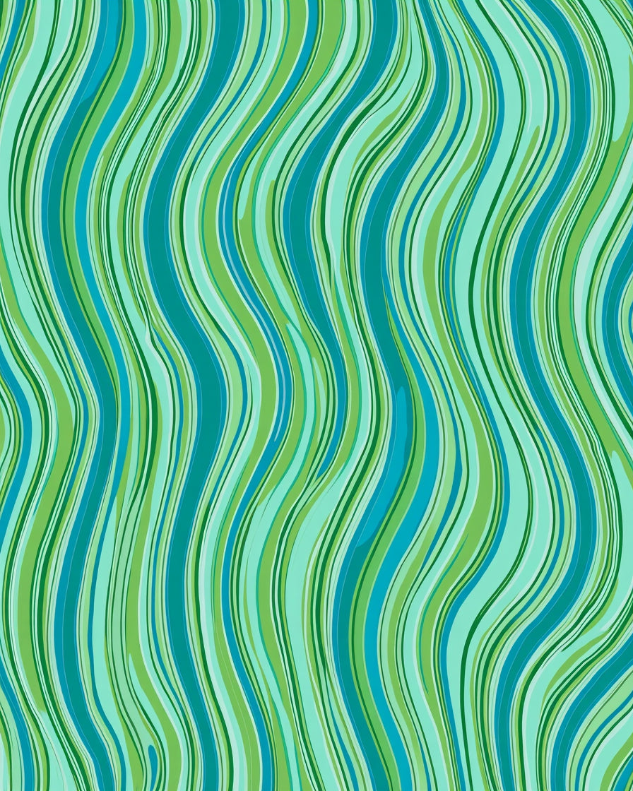 Emerald Teal Swirling Wave Stripes Rug