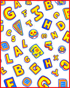 Yellow Blue Red Alphabet Collage Rug