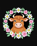 Brown Cow Floral Wreath Cute Art Rug