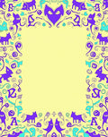 Whimsical Purple Teal Animal Border Rug