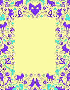 Whimsical Purple Teal Animal Border Rug