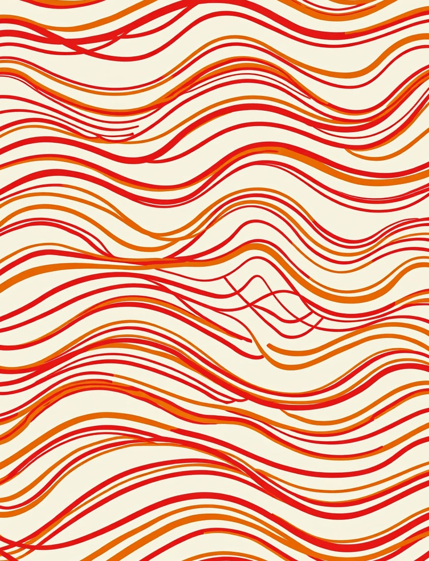 Crimson Orange Swirl Waves Rug
