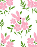 Sweet Pink Bunny Floral Arrangement Rug