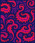 Vibrant Coral Swirl Tribal Rug