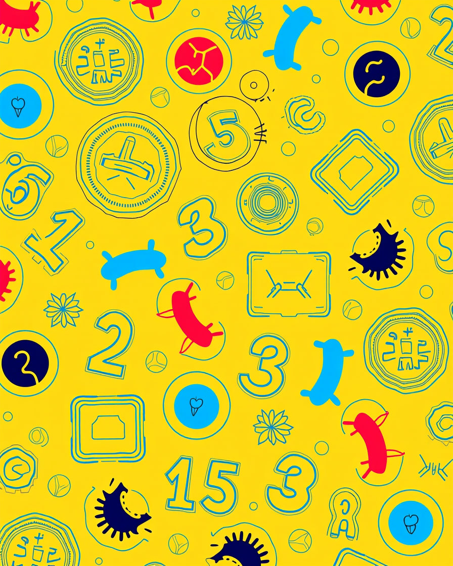 Playful Yellow Blue Red Figures Rug