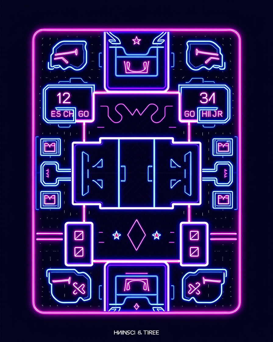 Neon Cyberpunk Blueprint Square Rug