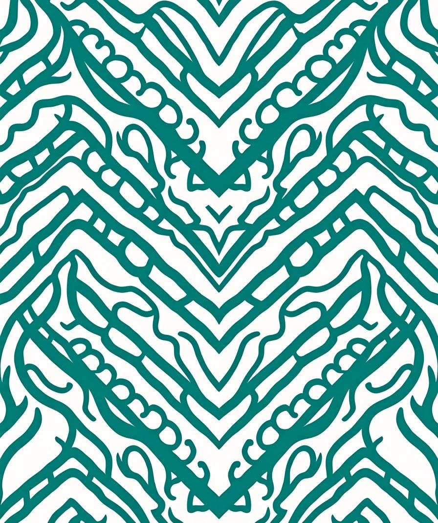 Teal Abstract Chevron Art Rug