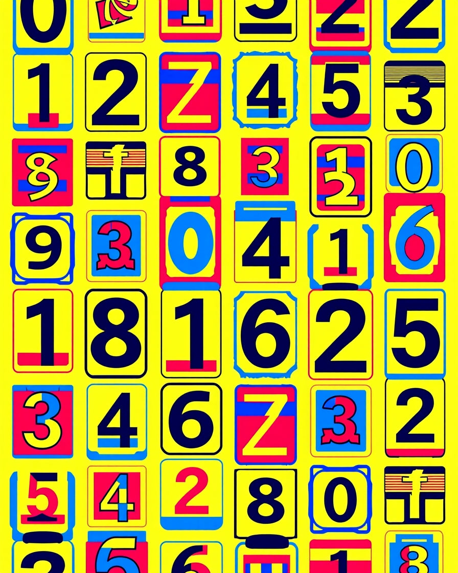 Vivid Yellow Crimson Blue Numbers Rug