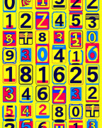 Vivid Yellow Crimson Blue Numbers Rug